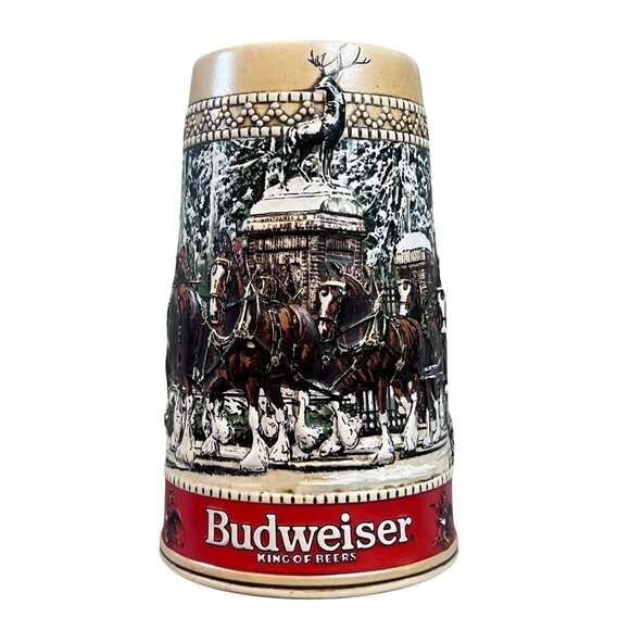 Anheuser-Busch Budweiser Limited Edition 1987 Clydesdale Winter Scene Beer Stein - Picture 5 of 7